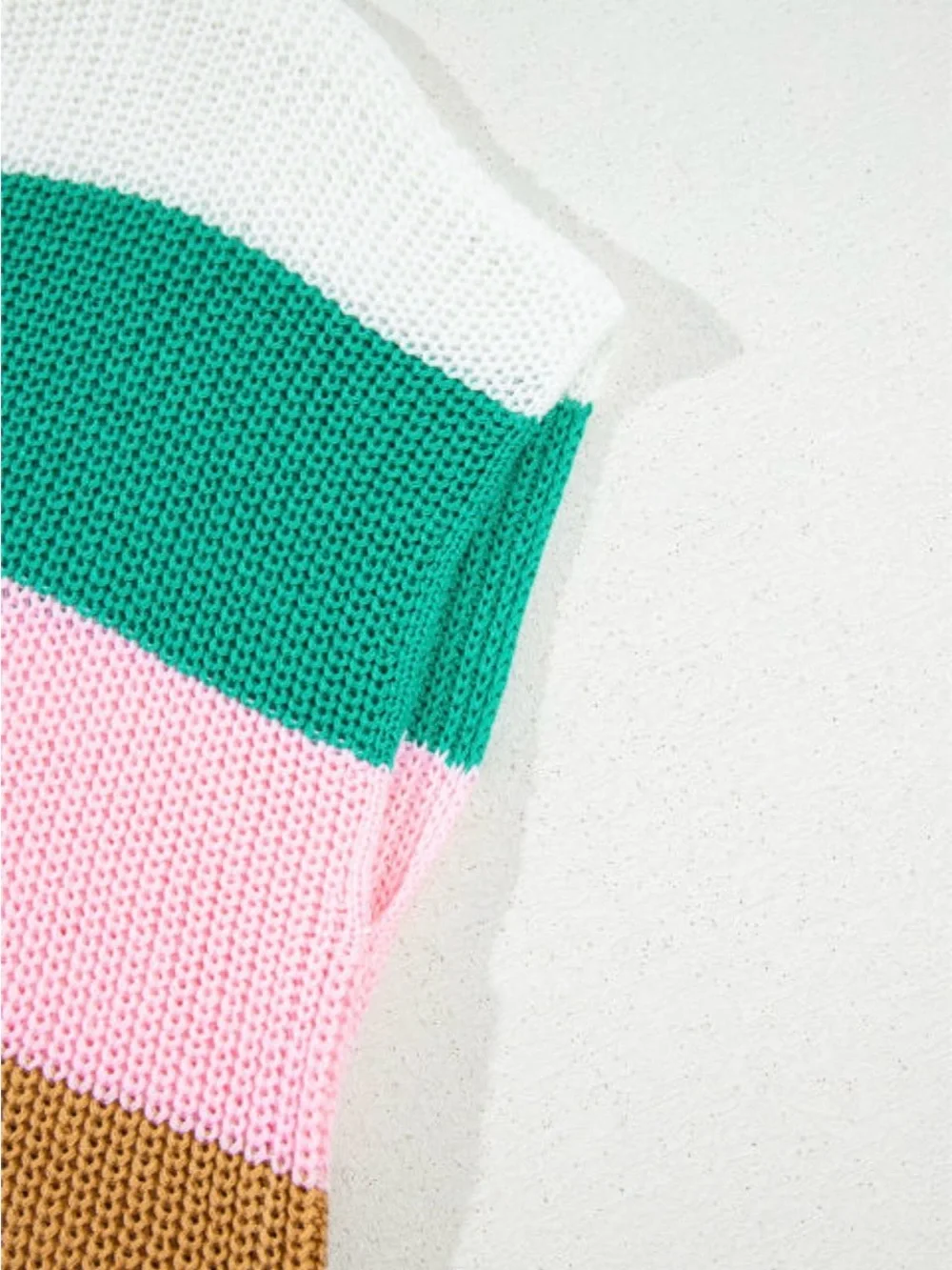 Knit Colorblock V-Neck Sleeveless Sweater Vest - Pink/Green/White